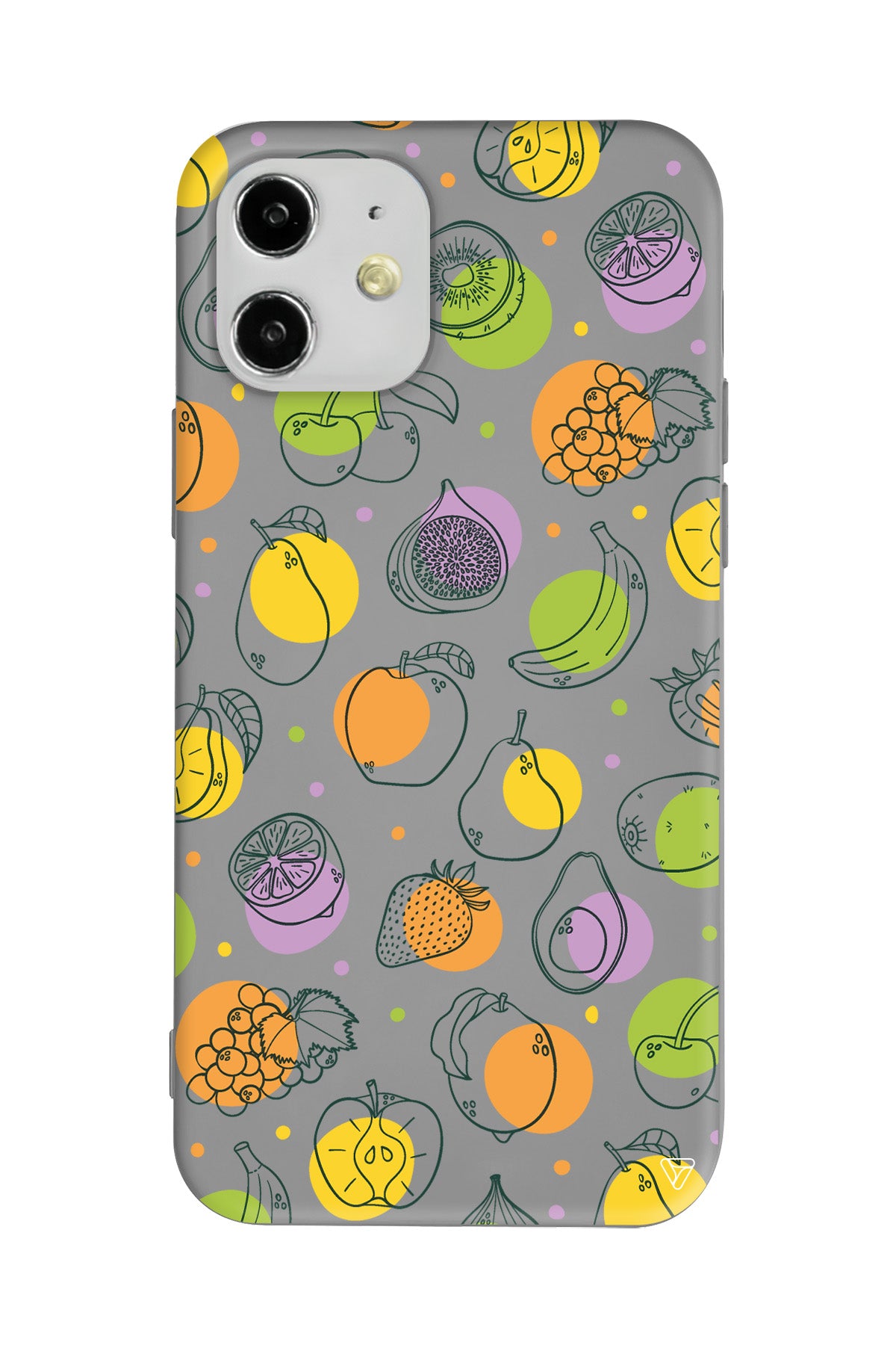 Cizgisel Meyveler Lansman Model İçi Kadife Silikon Telefon Kılıfı