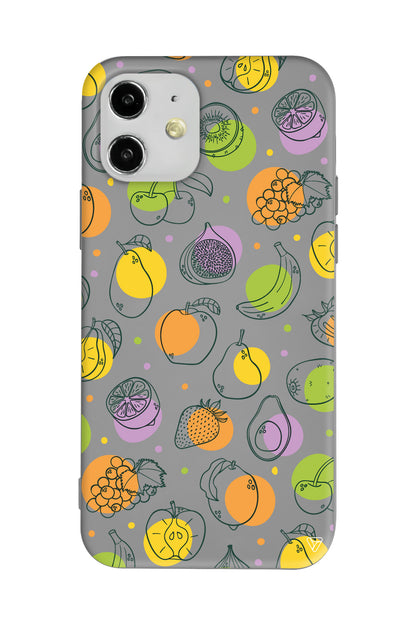 Cizgisel Meyveler Lansman Model İçi Kadife Silikon Telefon Kılıfı
