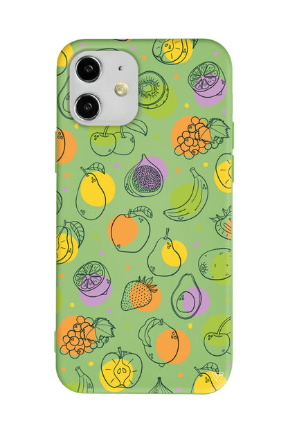 Cizgisel Meyveler Lansman Model İçi Kadife Silikon Telefon Kılıfı