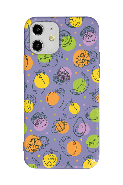 Cizgisel Meyveler Lansman Model İçi Kadife Silikon Telefon Kılıfı