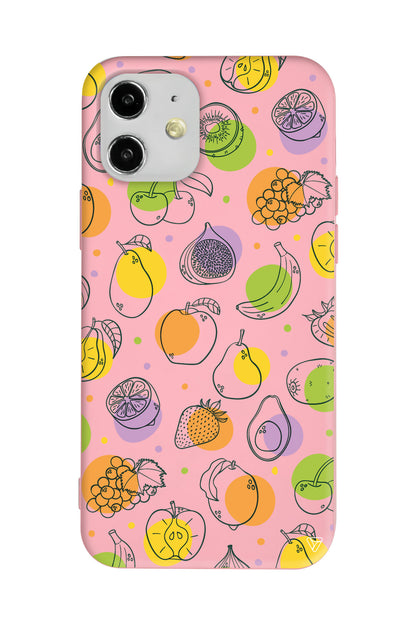 Cizgisel Meyveler Lansman Model İçi Kadife Silikon Telefon Kılıfı