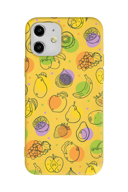Cizgisel Meyveler Lansman Model İçi Kadife Silikon Telefon Kılıfı