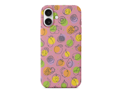 Cizgisel Meyveler Lansman Model İçi Kadife Silikon Telefon Kılıfı