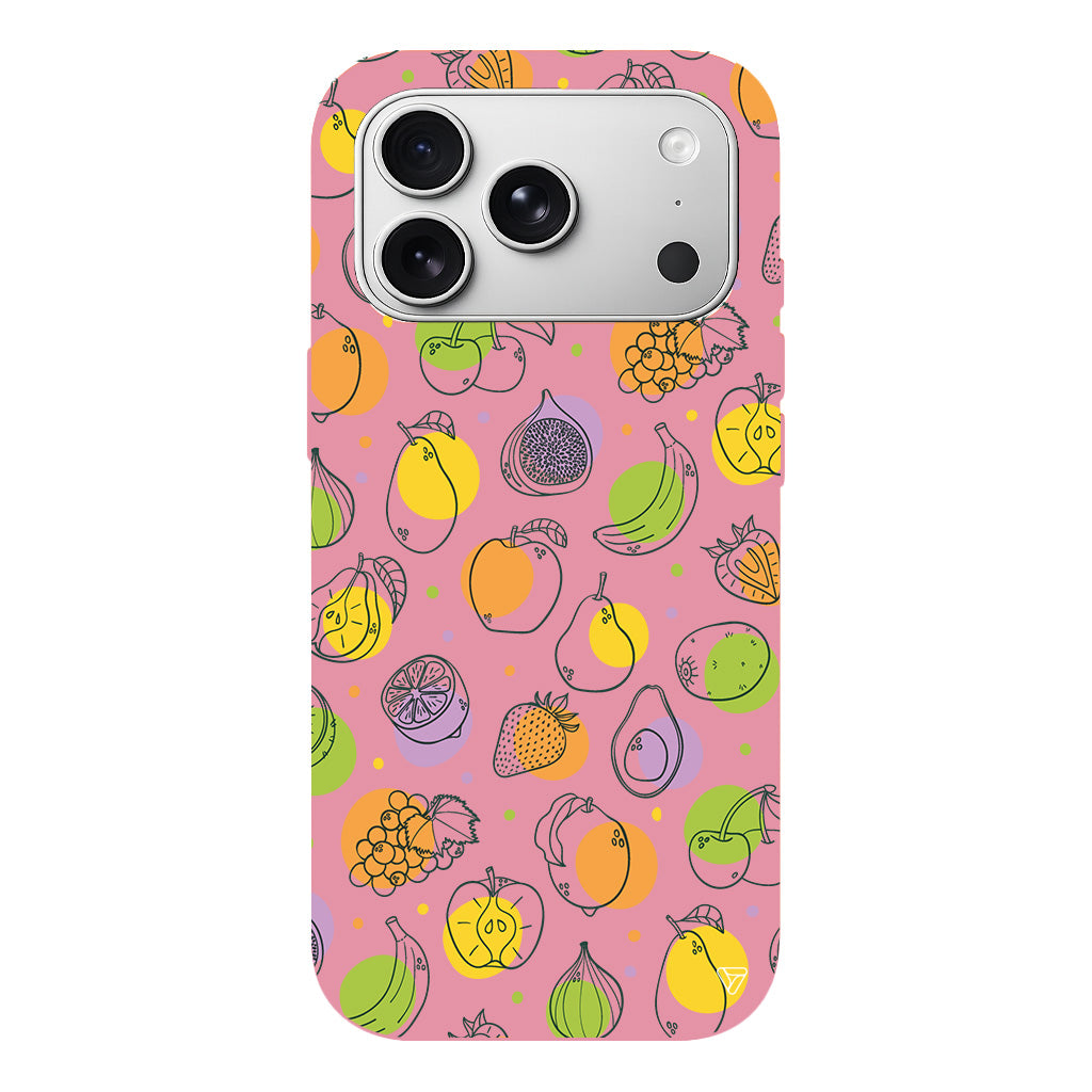 Cizgisel Meyveler Lansman Model İçi Kadife Silikon Telefon Kılıfı