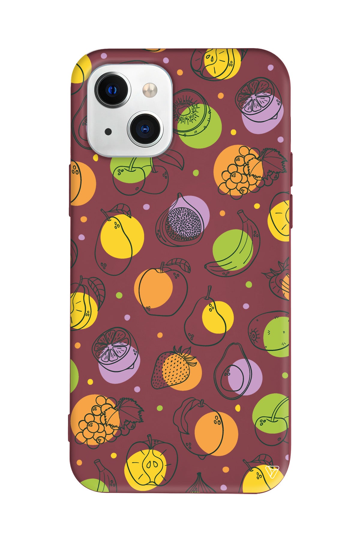 Cizgisel Meyveler Lansman Model İçi Kadife Silikon Telefon Kılıfı