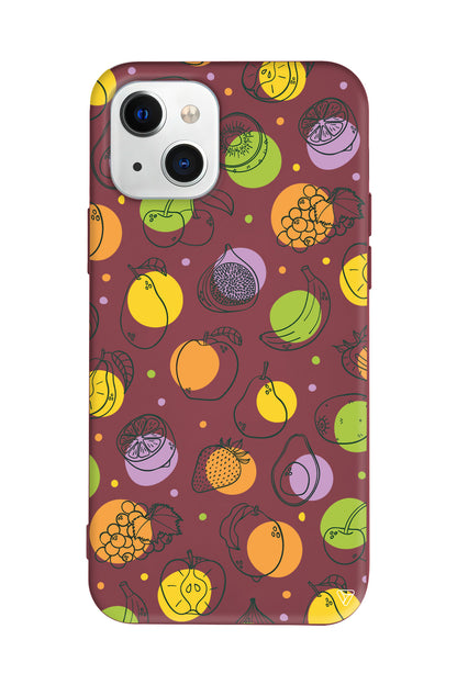 Cizgisel Meyveler Lansman Model İçi Kadife Silikon Telefon Kılıfı