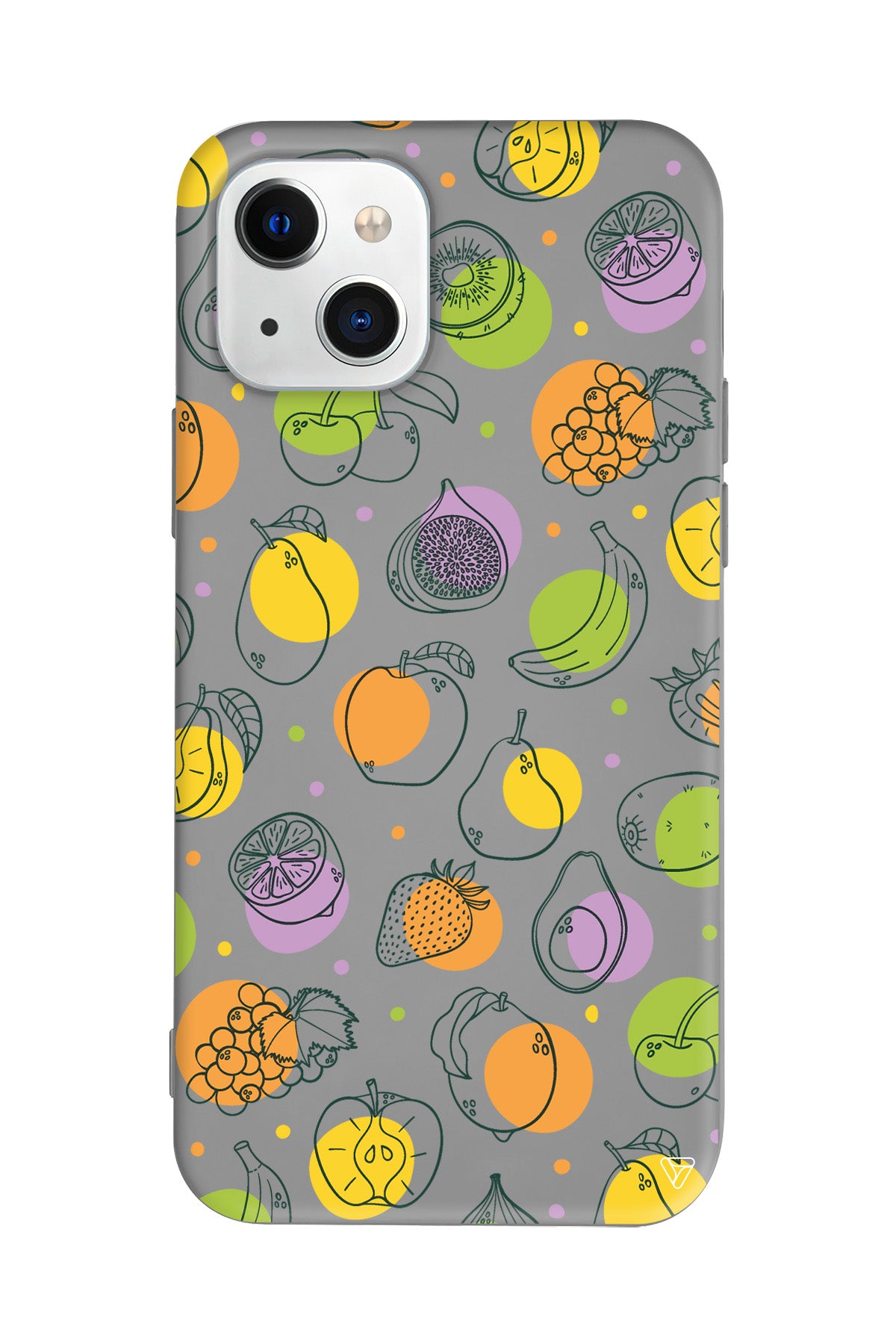 Cizgisel Meyveler Lansman Model İçi Kadife Silikon Telefon Kılıfı