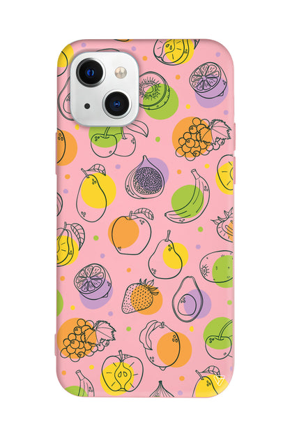 Cizgisel Meyveler Lansman Model İçi Kadife Silikon Telefon Kılıfı