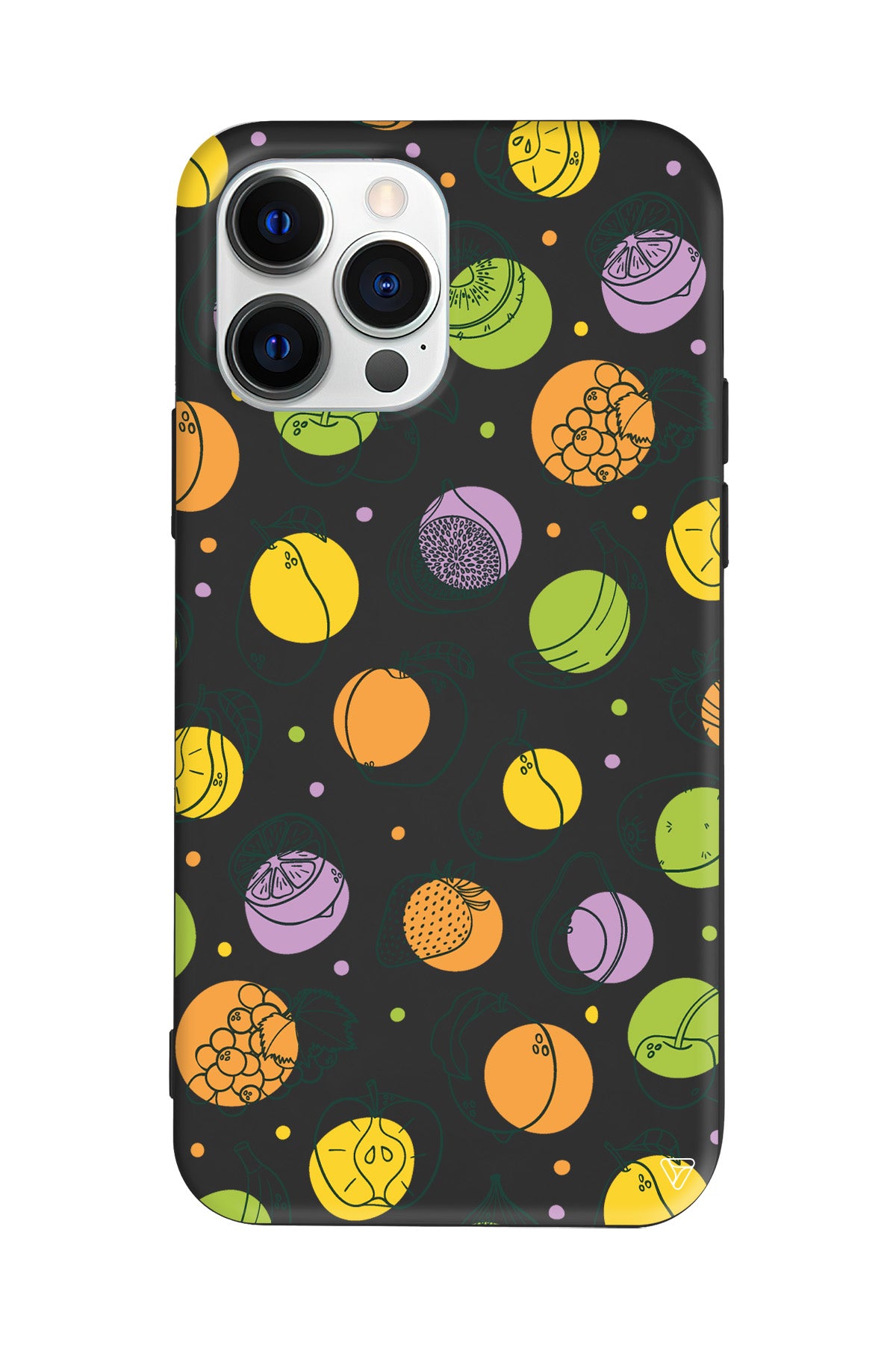 Cizgisel Meyveler Lansman Model İçi Kadife Silikon Telefon Kılıfı