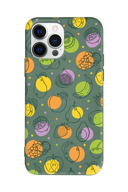 Cizgisel Meyveler Lansman Model İçi Kadife Silikon Telefon Kılıfı