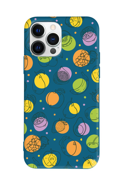 Cizgisel Meyveler Lansman Model İçi Kadife Silikon Telefon Kılıfı