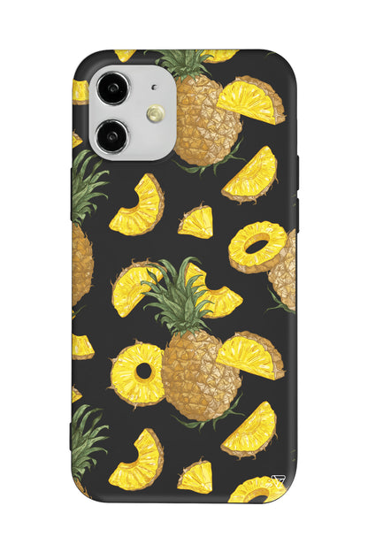 Ananas Dilimleri Lansman Model İçi Kadife Silikon Telefon Kılıfı