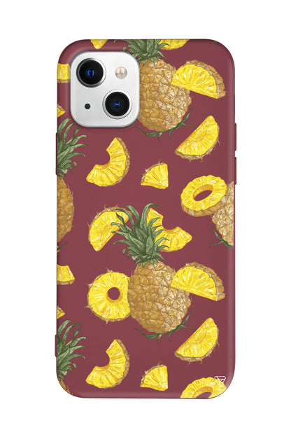Ananas Dilimleri Lansman Model İçi Kadife Silikon Telefon Kılıfı