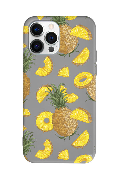 Ananas Dilimleri Lansman Model İçi Kadife Silikon Telefon Kılıfı