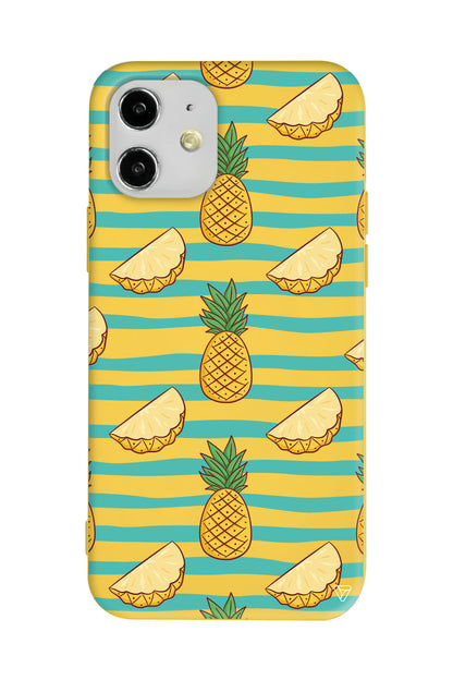 Seritli Ananas Lansman Model İçi Kadife Silikon Telefon Kılıfı