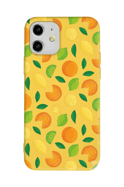 Portakal Limon Lansman Model İçi Kadife Silikon Telefon Kılıfı