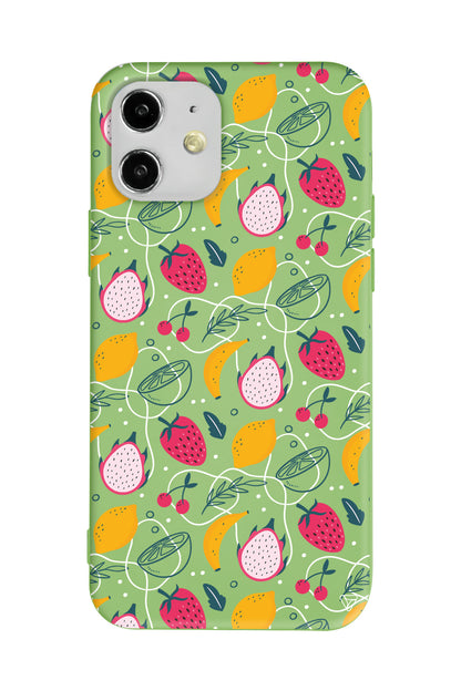 Cizgisel Meyveler 2 Lansman Model İçi Kadife Silikon Telefon Kılıfı