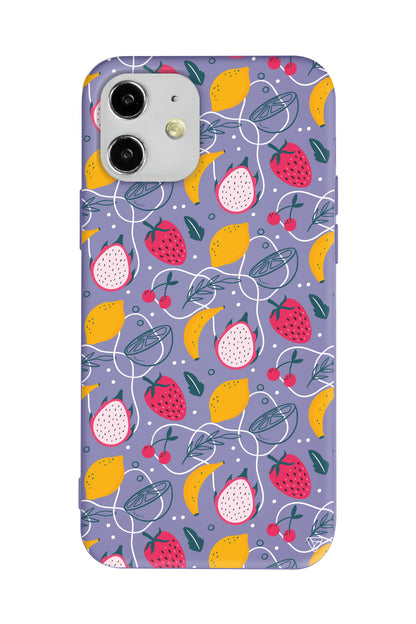 Cizgisel Meyveler 2 Lansman Model İçi Kadife Silikon Telefon Kılıfı