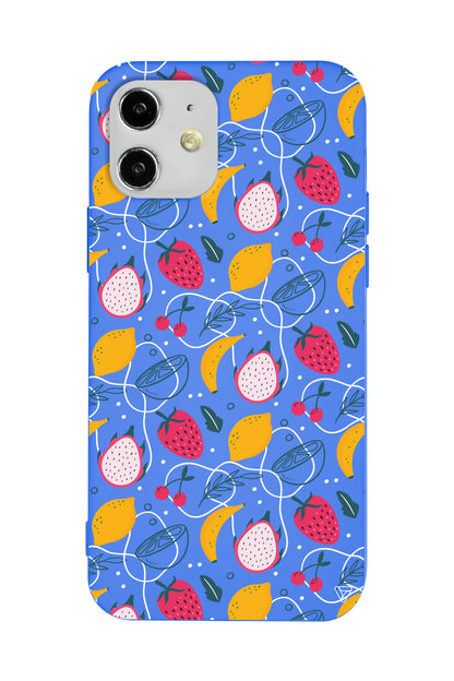 Cizgisel Meyveler 2 Lansman Model İçi Kadife Silikon Telefon Kılıfı