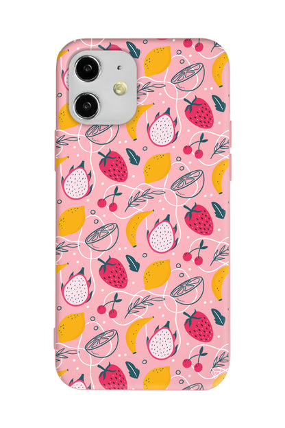 Cizgisel Meyveler 2 Lansman Model İçi Kadife Silikon Telefon Kılıfı