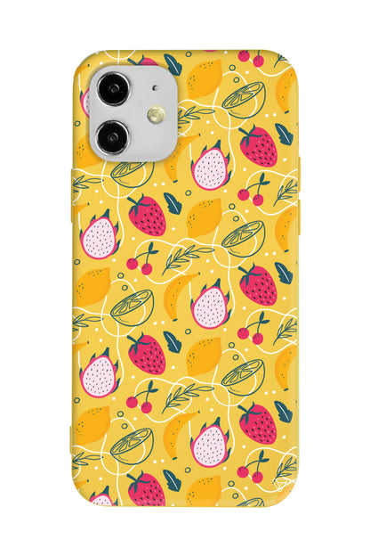 Cizgisel Meyveler 2 Lansman Model İçi Kadife Silikon Telefon Kılıfı