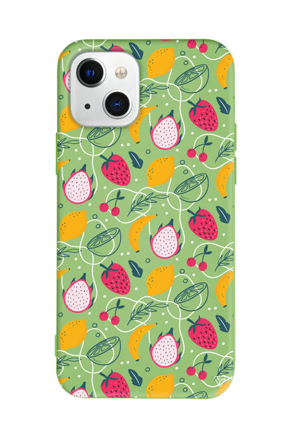 Cizgisel Meyveler 2 Lansman Model İçi Kadife Silikon Telefon Kılıfı