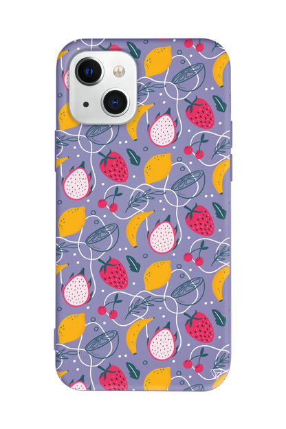 Cizgisel Meyveler 2 Lansman Model İçi Kadife Silikon Telefon Kılıfı