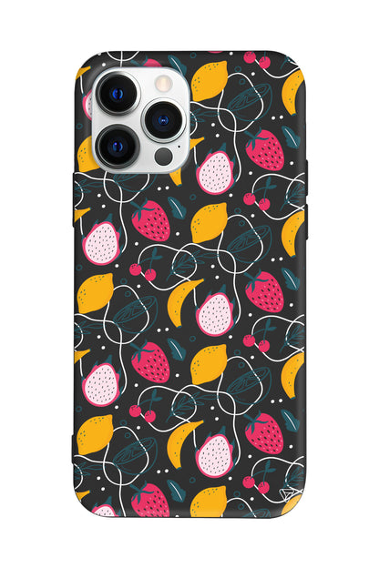 Cizgisel Meyveler 2 Lansman Model İçi Kadife Silikon Telefon Kılıfı