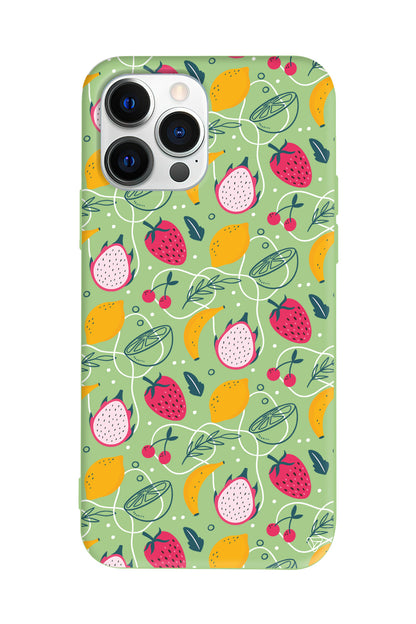 Cizgisel Meyveler 2 Lansman Model İçi Kadife Silikon Telefon Kılıfı