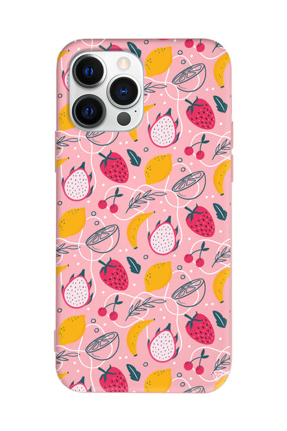 Cizgisel Meyveler 2 Lansman Model İçi Kadife Silikon Telefon Kılıfı