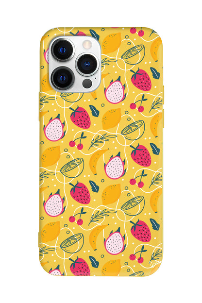 Cizgisel Meyveler 2 Lansman Model İçi Kadife Silikon Telefon Kılıfı