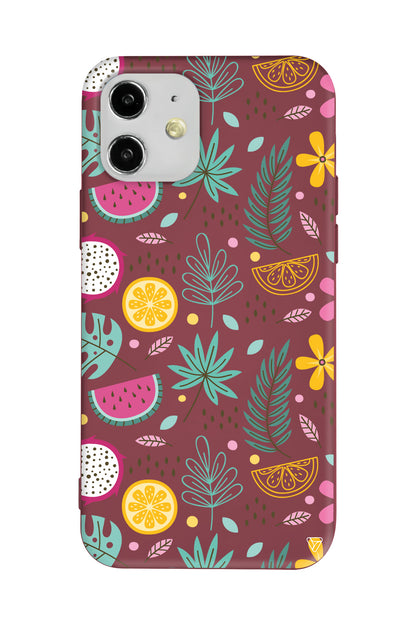 Cicekler Meyveler Lansman Model İçi Kadife Silikon Telefon Kılıfı