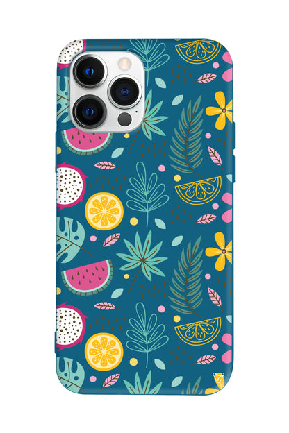 Cicekler Meyveler Lansman Model İçi Kadife Silikon Telefon Kılıfı