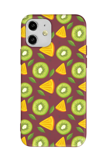 Kivi ve Portakal Lansman Model İçi Kadife Silikon Telefon Kılıfı