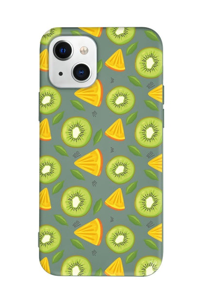 Kivi ve Portakal Lansman Model İçi Kadife Silikon Telefon Kılıfı