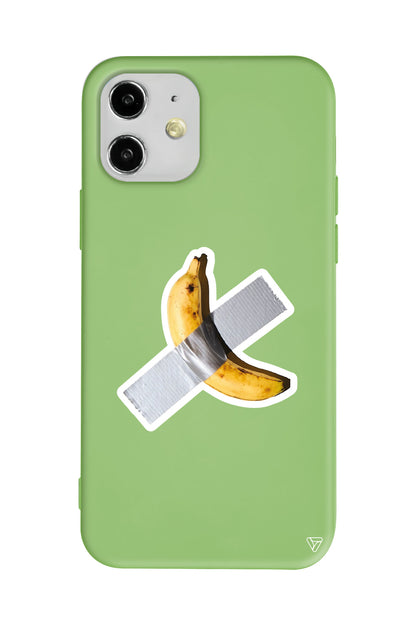 Duvara Bantlanmış Muz Lansman Model İçi Kadife Silikon Telefon Kılıfı