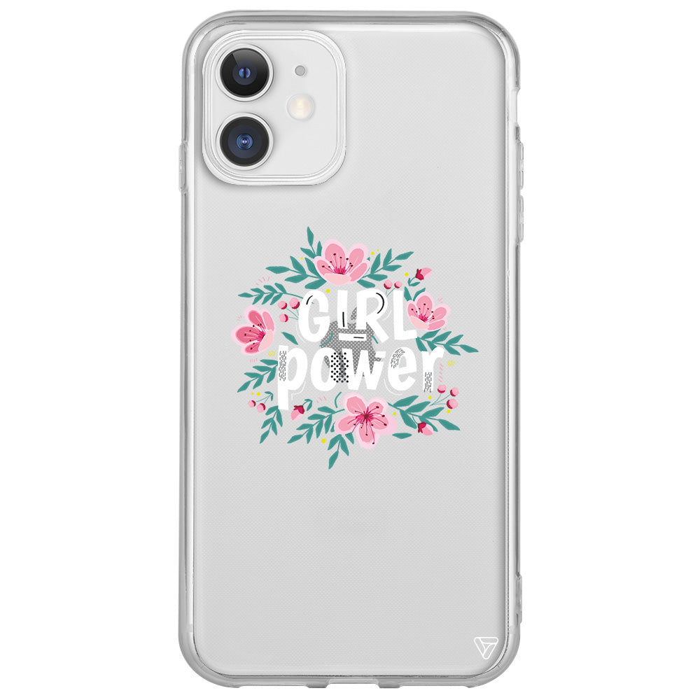 Çiçekli Girl Power Lansman Model İçi Kadife Silikon Telefon Kılıfı