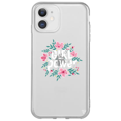 Çiçekli Girl Power Lansman Model İçi Kadife Silikon Telefon Kılıfı