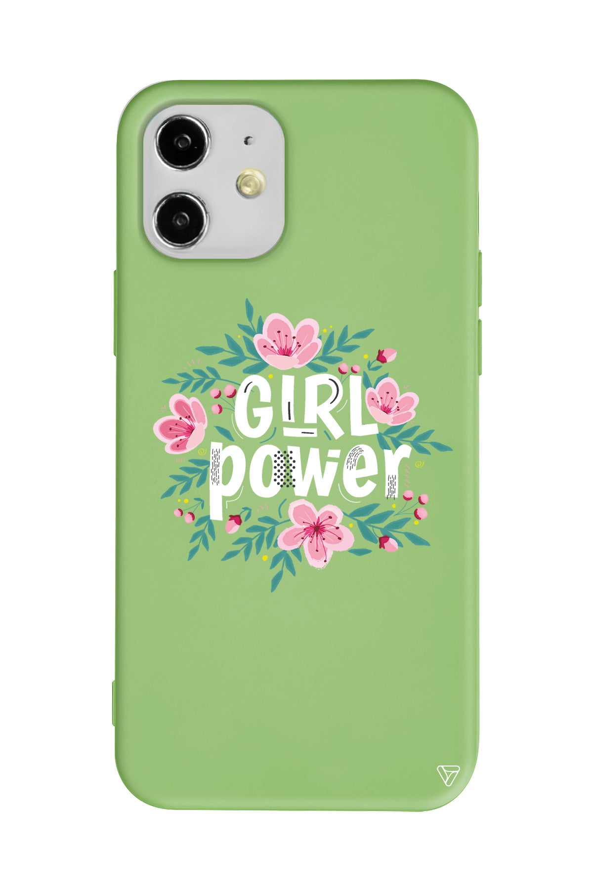 Çiçekli Girl Power Lansman Model İçi Kadife Silikon Telefon Kılıfı