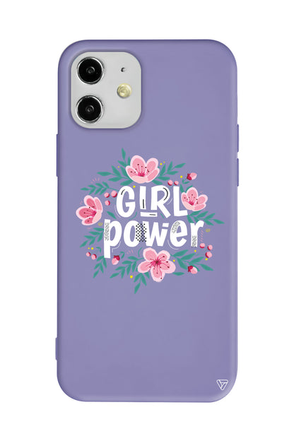 Çiçekli Girl Power Lansman Model İçi Kadife Silikon Telefon Kılıfı