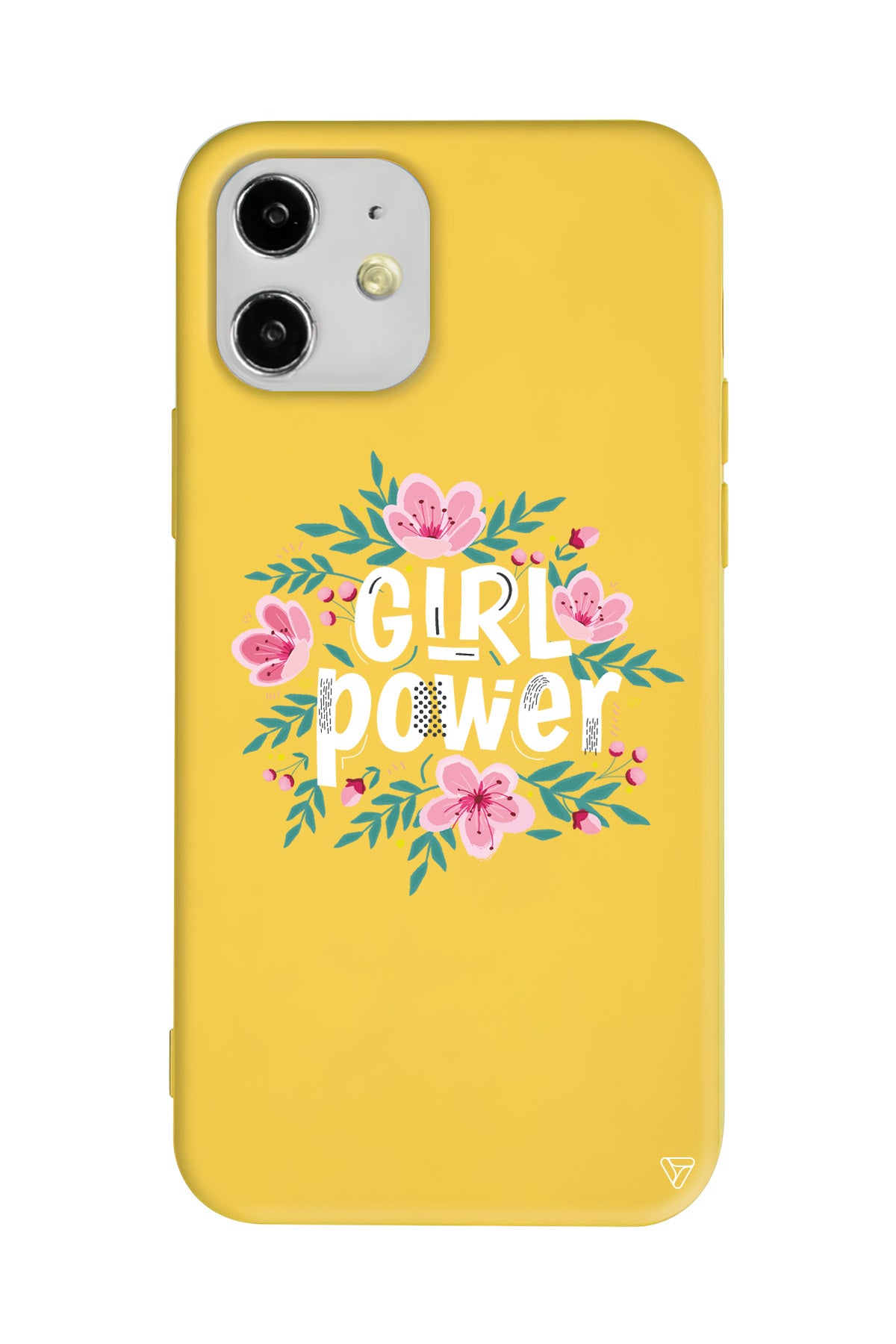Çiçekli Girl Power Lansman Model İçi Kadife Silikon Telefon Kılıfı