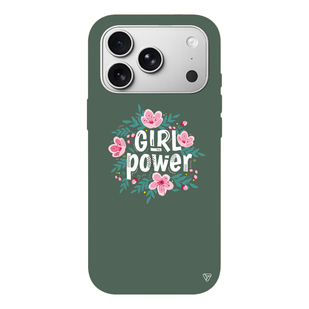 Çiçekli Girl Power Lansman Model İçi Kadife Silikon Telefon Kılıfı