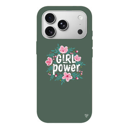 Çiçekli Girl Power Lansman Model İçi Kadife Silikon Telefon Kılıfı