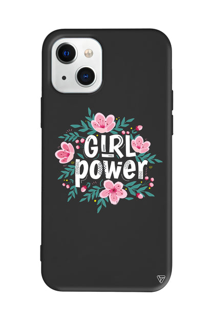 Çiçekli Girl Power Lansman Model İçi Kadife Silikon Telefon Kılıfı