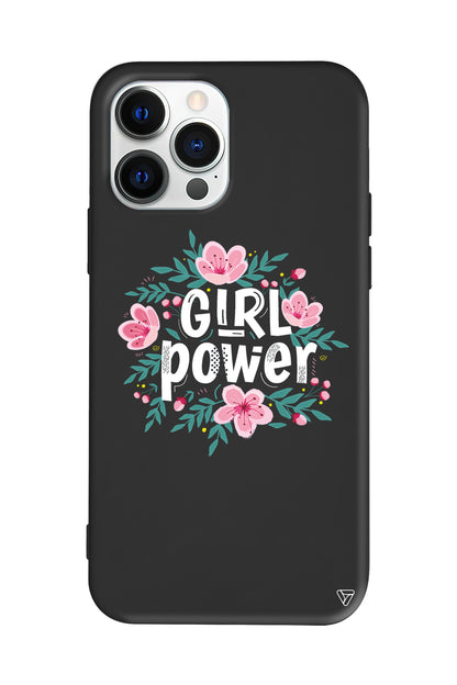 Çiçekli Girl Power Lansman Model İçi Kadife Silikon Telefon Kılıfı