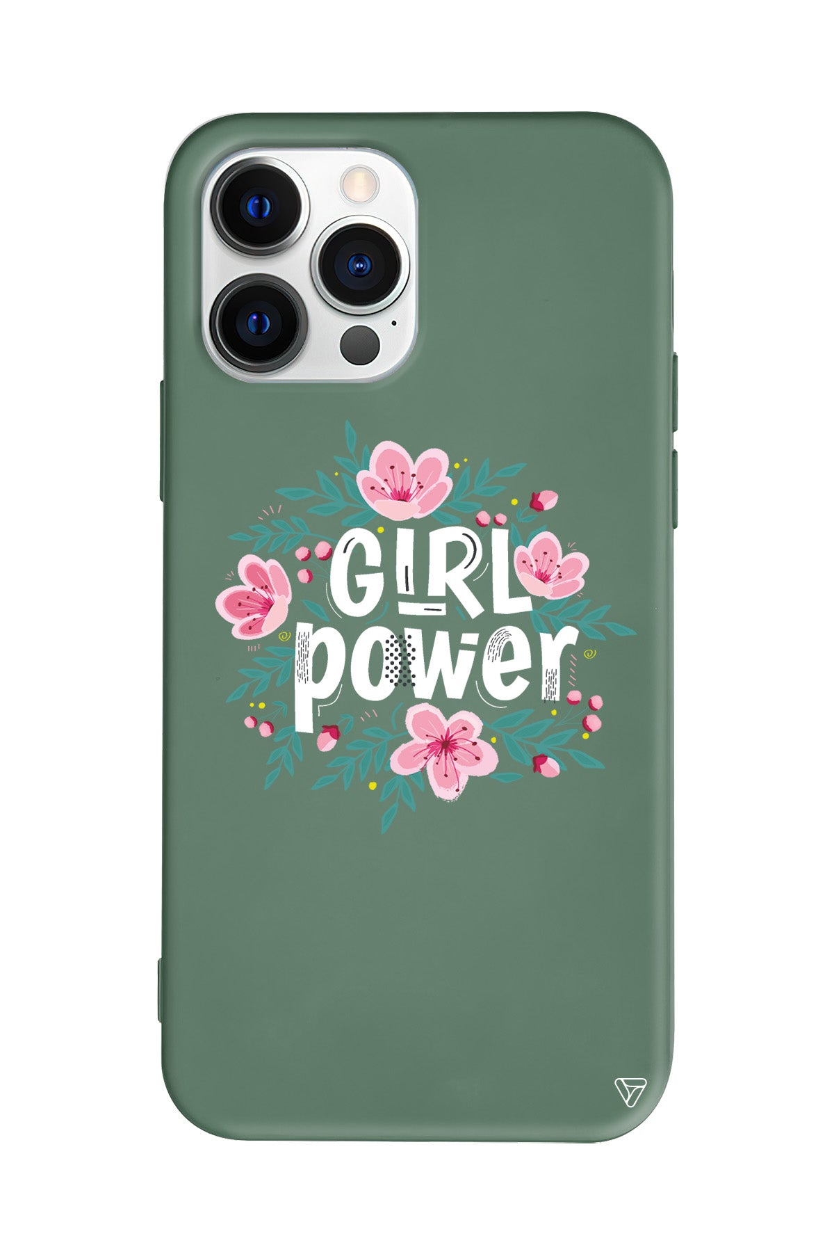 Çiçekli Girl Power Lansman Model İçi Kadife Silikon Telefon Kılıfı