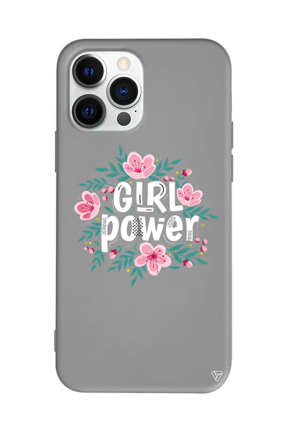 Çiçekli Girl Power Lansman Model İçi Kadife Silikon Telefon Kılıfı