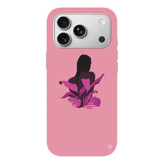 Mor Cicek Lansman Model İçi Kadife Silikon Telefon Kılıfı