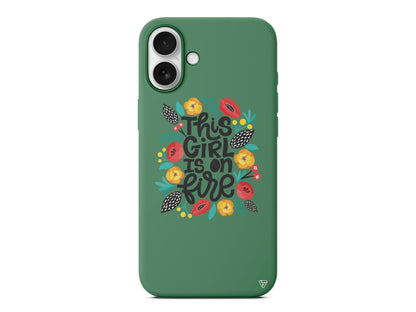 Girl is on Fire Lansman Model İçi Kadife Silikon Telefon Kılıfı – Plus Serisine Özel