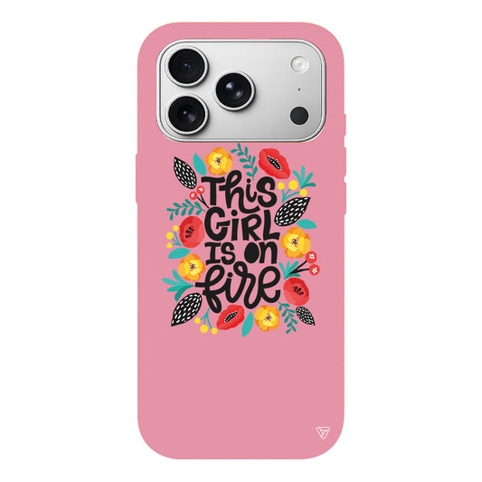 Girl is on Fire Lansman Model İçi Kadife Silikon Telefon Kılıfı